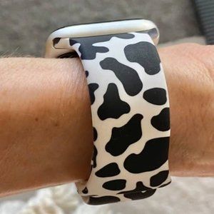 (Only Band) Cow Print Silicone Band Compatible with Apple Watch SE 1/2/3/4/5/6/7